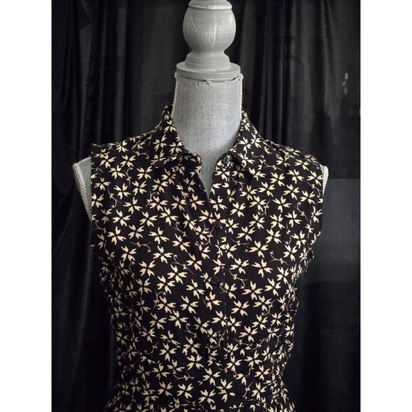 Cute Black with Floral Print Button Up Dress By Tylho for Anthropologie, Small - Picture 2 of 6